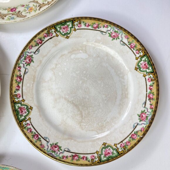 Vintage Lot of Set of 6 Bread and Desert Plates 6-8" Floral Japan USA Back Stamp - Picture 6 of 14